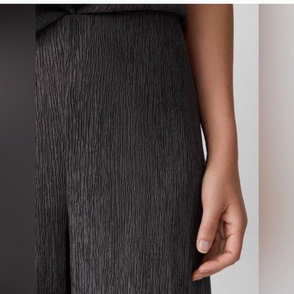 Eileen Fisher Plisse Crinkle Pant Wide-Leg Rye Texture Boho Casual  Size XL - Picture 4 of 12